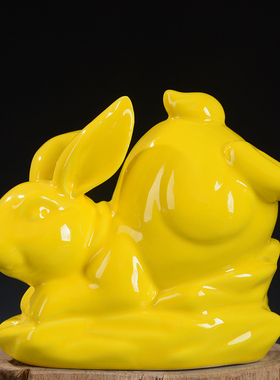 黄色陶瓷招财乔迁新居开业礼品