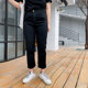Plus size women's black slimming straight jeans dad pants