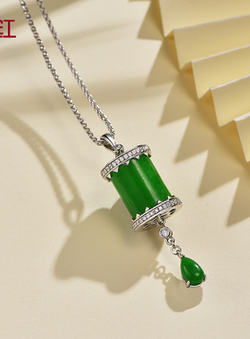 瑞红翡翠女转金筒毛衣链新中式