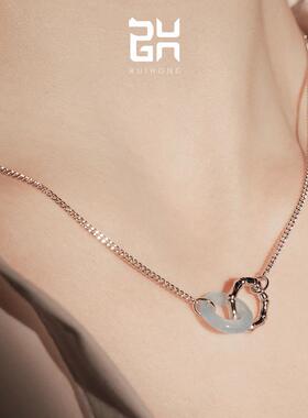 瑞红环环相扣竹子项链新中式锁骨链高级感竹节吊坠女友生日礼物