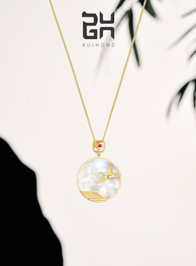 18k金项链瑞红纯银锁骨链女