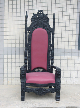 欧式风宝座布艺高背形象椅摆件