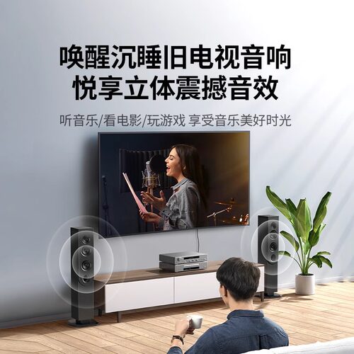 绿联 双莲花头音频线2rca二对二红白梅花插头纯铜信号输出线通用 - 图0