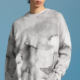 Black Whale Black and White Digital Printed Round-neck Knitted Sweater
