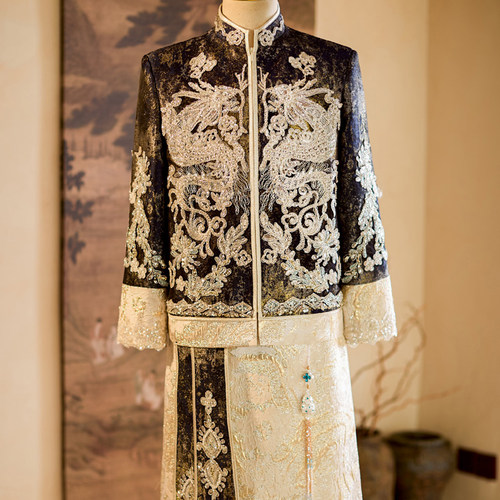 秀禾服男士婚服2025新款结婚礼服接亲服新郎中式婚礼敬酒服龙凤褂 - 图1