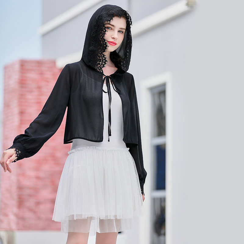 连帽长袖仙女薄款超仙透气夏防晒衣 悦吻短外套