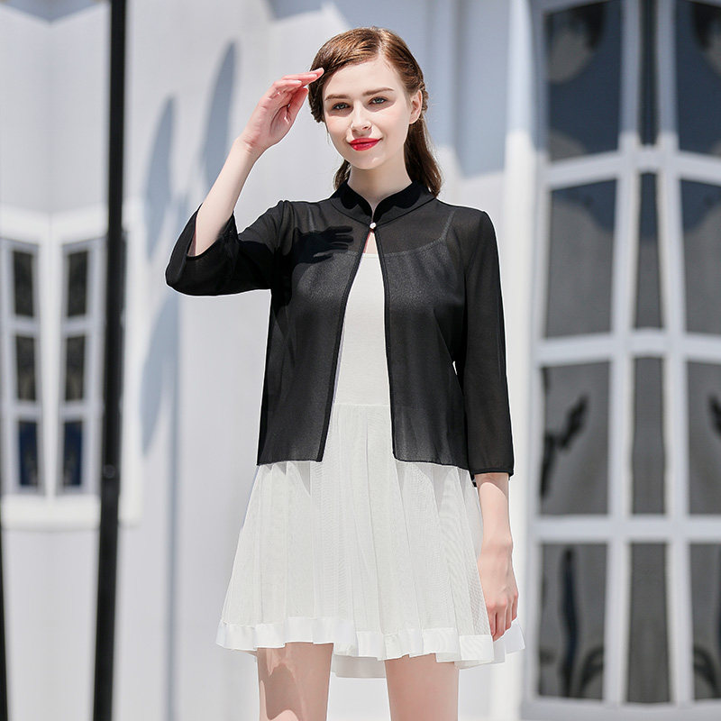 雪纺小披肩搭裙子防晒斗篷开衫旗袍 悦吻短外套