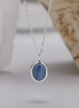 法国cherry kitty极简时尚彩宝吊坠s925银镶碧玉蓝晶石虎眼白贝