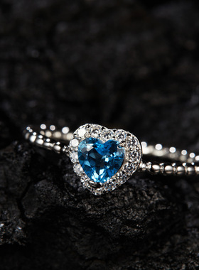 法国cherry kittys925银石榴石托帕石透辉石彩宝紫水晶爱心戒指女