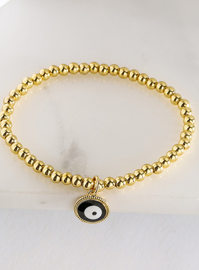 法国cherry kitty  铜镀滴油恶魔之眼吊坠铜珠手链女欧美