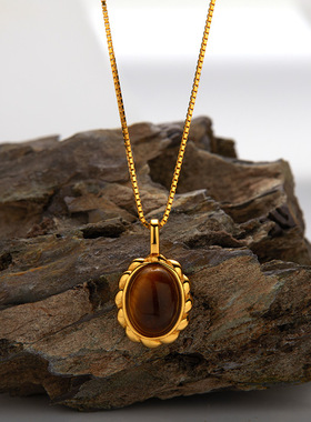 法国cherry kittys925银青金虎眼孔雀石白贝彩项链女轻奢多色宝石