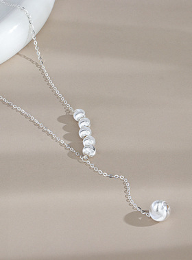 法国cherry kittys925银流光圆珠项链轻奢小众猫眼闪闪高级感锁骨