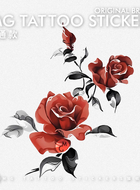 MG玫瑰花图案防水纹身贴纸