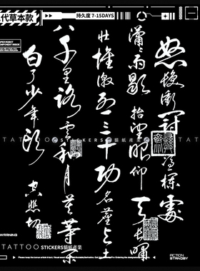 满江红书法文字持久草本纹身贴