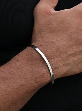 4mm Men Stainless Steel Cuff Bracelet Gold Color Snake Bone