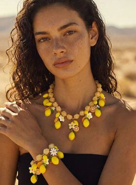Yhpup Spring Summer Style Lemon Charm Statement Necklace Bra