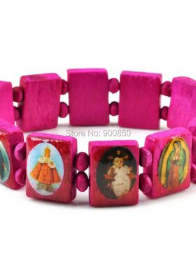 Saints  Religious Wood Catholic Icon Bracelets Unisex Fashio