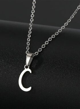 Vintage Initial Letter Pendant Necklace for Women Simple Sta