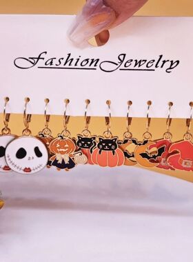 10pcs Halloween Art series earrings with horror alloy oil dr