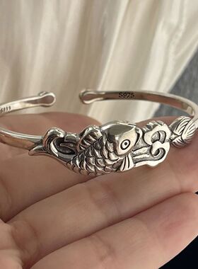 100% Solid 925 Sterling Silver Retro Bracelet for Women Men
