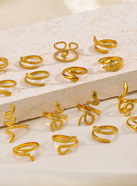 Stainless Steel Snake Ring Personality Popular Retro Ethnic