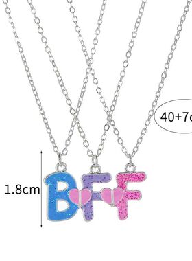 Qpeach 3Pack Heart Flower Butterfly Star Glitter Pendant Bes