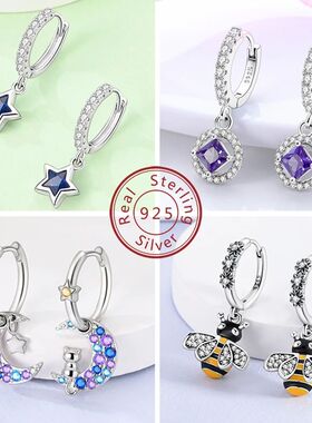 Women Earring Hot Sales 925 Silver Hoop Earrings Love Heart