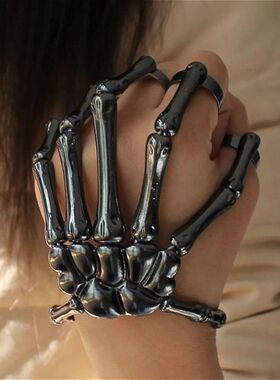 Steam Punk Metal Skull Skeleton Bracelet For Men Gothic Hand