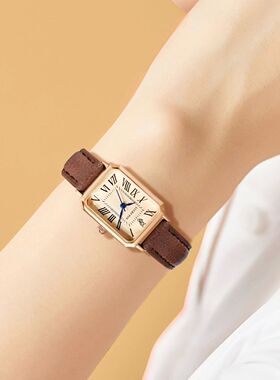 Fashion Retro Digital Dial Casual Watches Square Leather Str