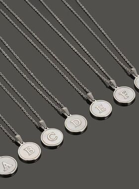 Initial Letter Necklace A-Z White Shell Round Alphabet Penda