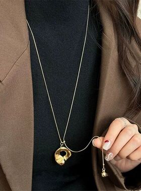 New Irregular Metal Pendant Long Snake Chain Necklace For Wo