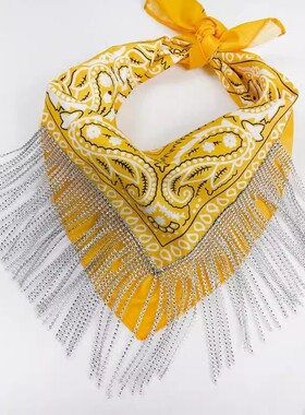 Beautiful Silver Fringed Bandana Turban Headscarf Party Band