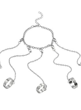 Modyle Punk Geometric Silver Color Chain Wrist Rings For Wom