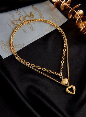 316L Stainless Steel Small Uneven Folds 2 Love Necklace High
