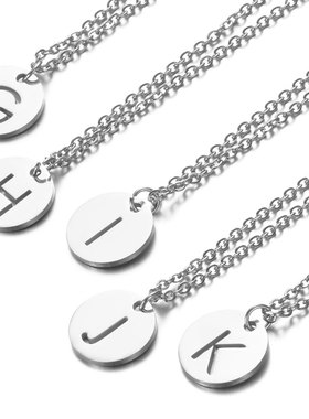 A-Z 26 Initials Name Necklace 12mm Round Pendant Letter Alph