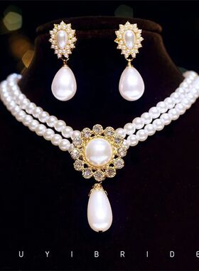 SHMIK Elegant Vintage Palace Full Pearl Pendant Necklace Cha
