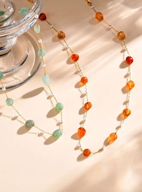 Boho Necklace Beach Irregular Natural Stone Necklaces for Wo