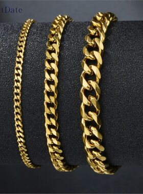 316L Stainless Steel Cuban Chain Bracelet for Men Women Figa
