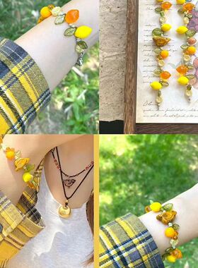 Yellow Lemon Czech Beads Charm Glass Beads for Jewelry Makin