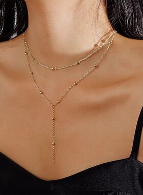 New Trendy 925 Sterling Silver Double Layer Bead Necklace Lo