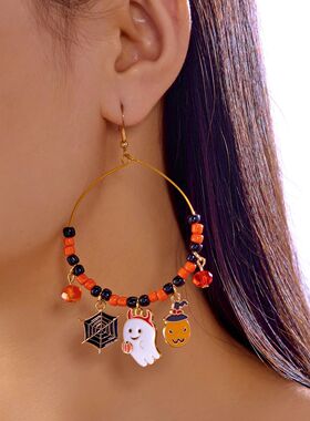 Design Sense Halloween Pumpkin Cat Earrings for Women Exagge