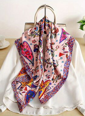 90*90Cm Square Scarf Twill Silk Feeling Women Head Shawls an