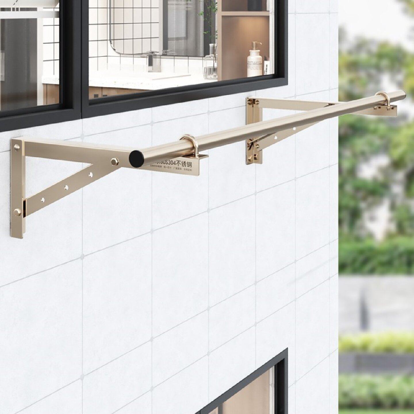 户外304不锈钢特厚支架晾衣架侧装32管加粗晒衣杆阳台单杆挂衣杆,淘宝优惠券,粉丝福利购,淘宝优惠卷