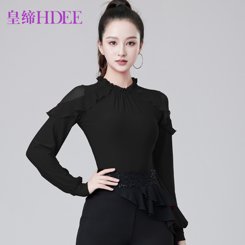 皇缔 拉丁舞新款上衣摩登舞跳舞演出舞服交谊舞秋冬款气质舞蹈服