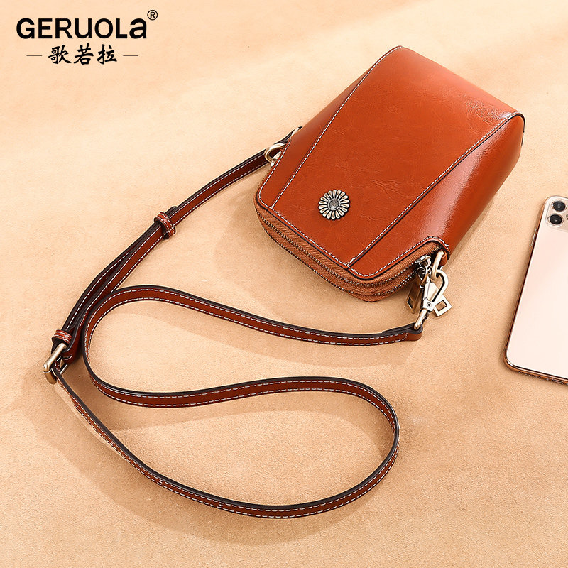 斜跨2022新款秋季真皮休闲手机包包 歌若拉箱包女士包袋