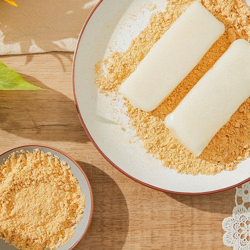 东北朝鲜族传统打糕韩式糯米糍粑驴打滚手工糕点即食含黄豆粉350g - 图1