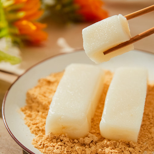 东北朝鲜族传统打糕韩式糯米糍粑驴打滚手工糕点即食含黄豆粉350g - 图0