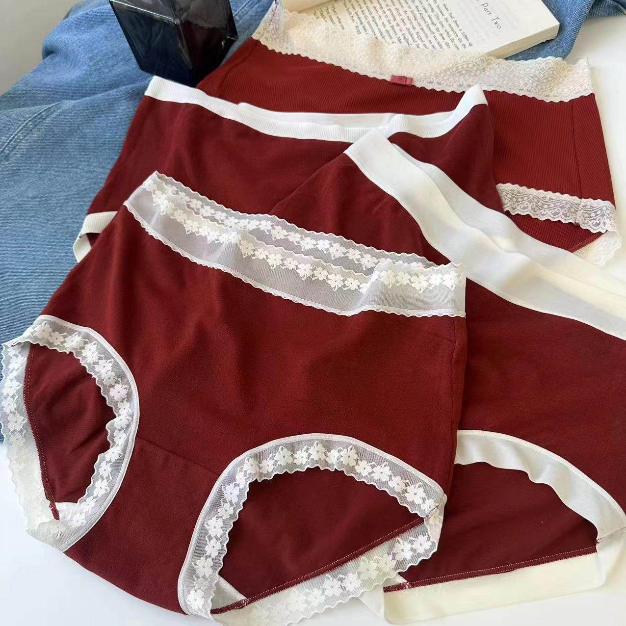 小兰裙本命年结婚大红螺纹棉透气中腰包臀三角内裤短裤女士3099,淘宝优惠券,粉丝福利购,淘宝优惠卷