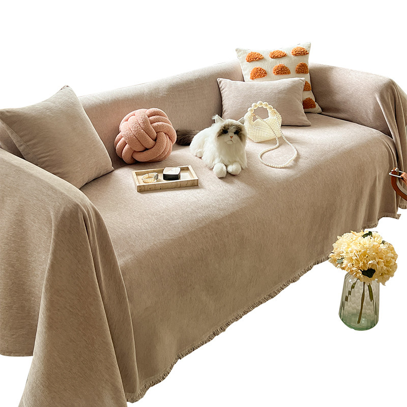 蔓越家 ins简约纯色一片式雪尼尔全包沙发盖布防滑全盖盖巾布坐垫,淘宝优惠券,粉丝福利购,淘宝优惠卷