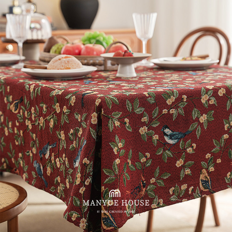 蔓越家高级感提花桌布餐桌垫子布艺餐垫长方形茶几圆桌边柜台布,淘宝优惠券,粉丝福利购,淘宝优惠卷